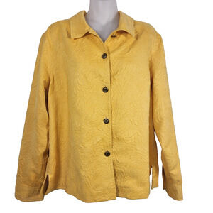 c.l.o.t.h.e.s. Vintage Womens Jacket Button Front Shacket Textured Yellow Size L